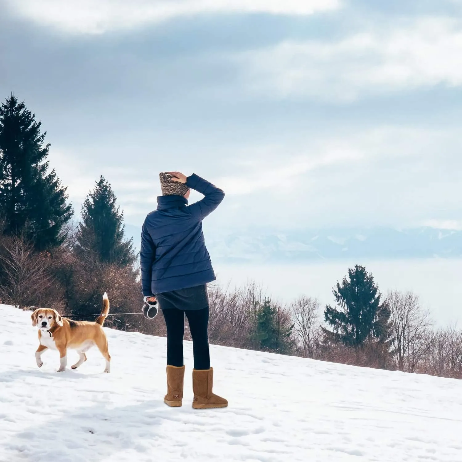 Winter Boots for Women Classic Waterproof Snow Boots Warm Mid-Calf Fur Boot
