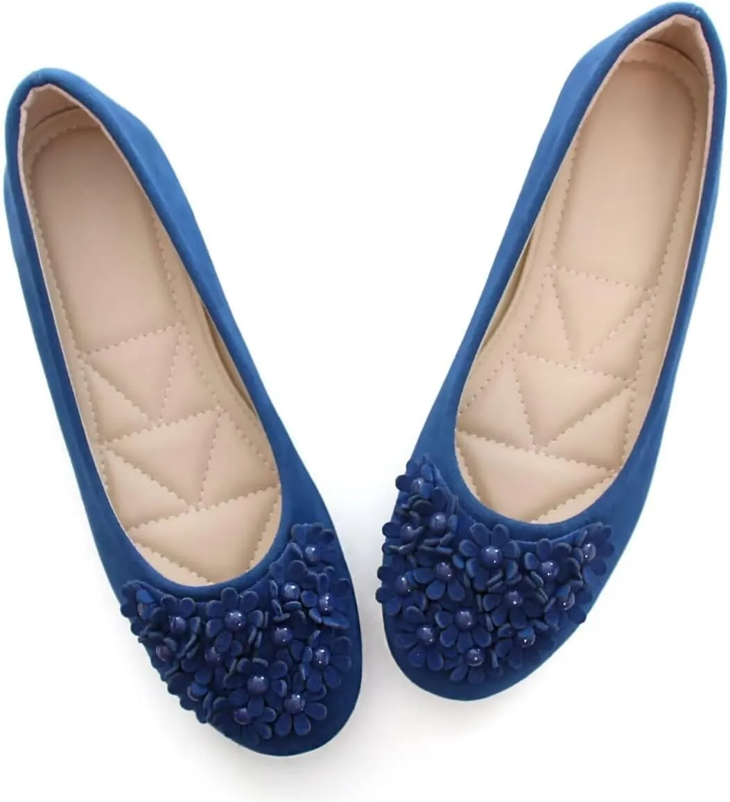 Women Classy Cute Bow-Knot Ballet Flats Round Toe Daily Cozy Comfort Slip on Flat Shoes