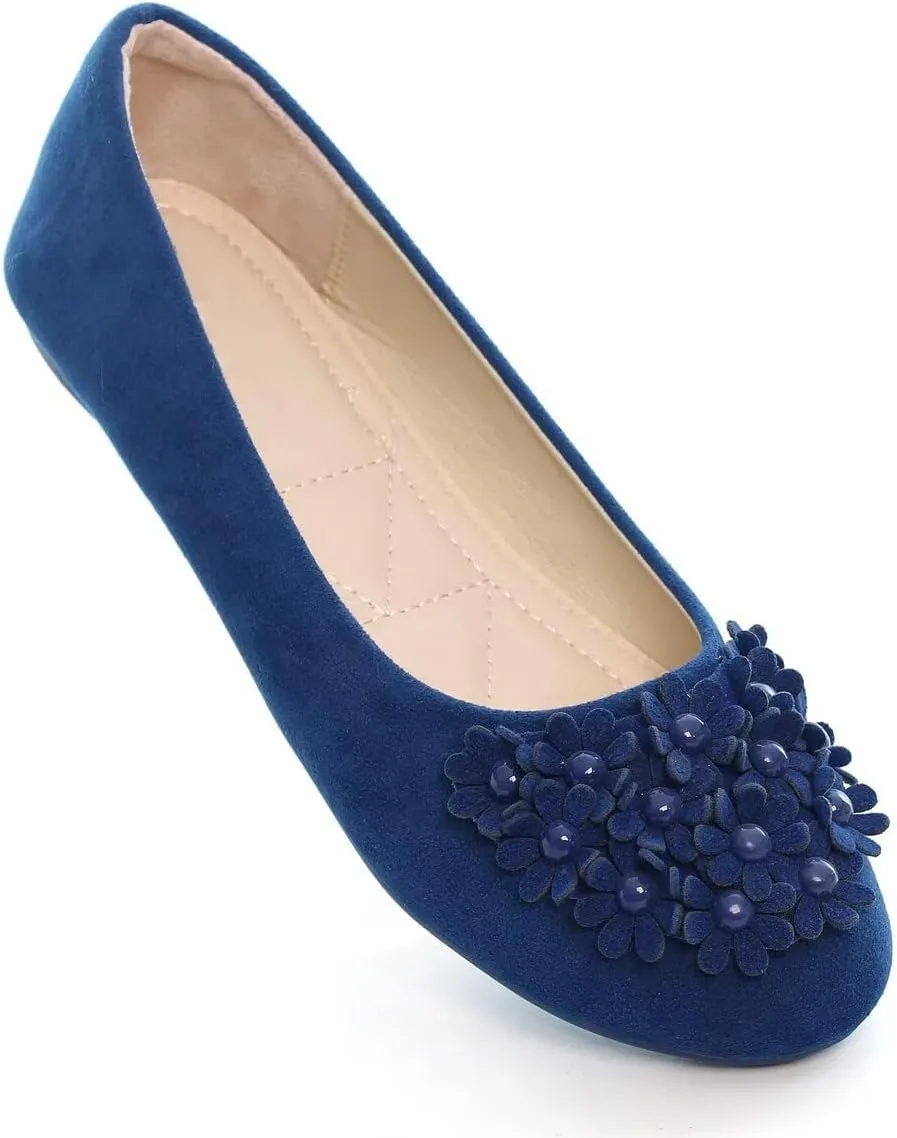 Women Classy Cute Bow-Knot Ballet Flats Round Toe Daily Cozy Comfort Slip on Flat Shoes