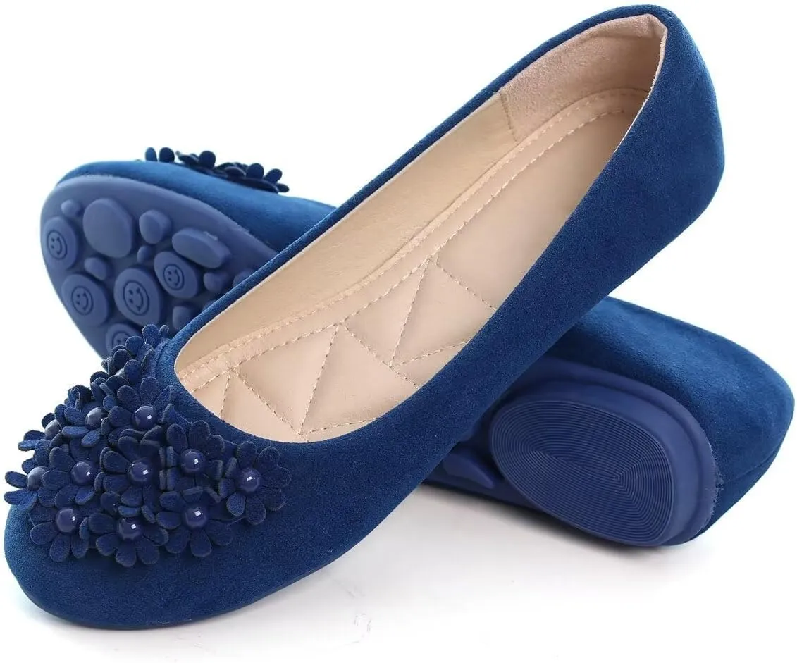 Women Classy Cute Bow-Knot Ballet Flats Round Toe Daily Cozy Comfort Slip on Flat Shoes