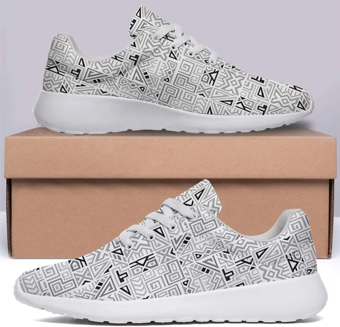 Women Men Geometric Shoes Personalited 3D Print Running Shoes Athletic Tennis Sneakers