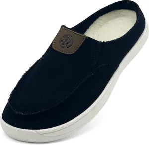 Women Mens Mules Sneakers Winter Warm with Fur Lined Slip-on Mules Slippers Indoor Outdoor Comfort Walking Canvas