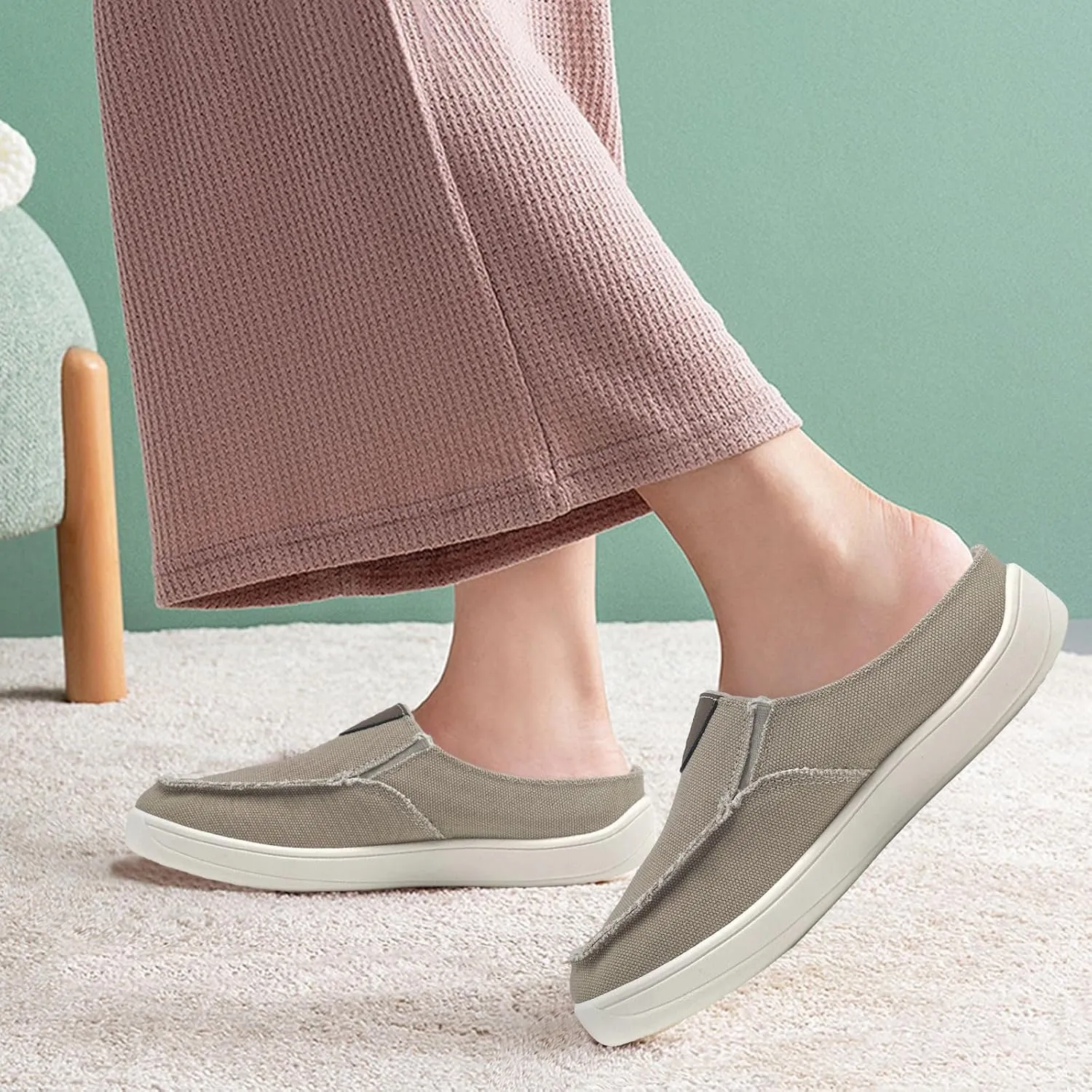 Women Mens Mules Sneakers Winter Warm with Fur Lined Slip-on Mules Slippers Indoor Outdoor Comfort Walking Canvas