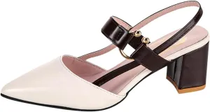Women's 2025 Leather Cusp Sandal Closed Toe Slingback High Heel Colorblock Elegant Summer Shoe Business Sandals