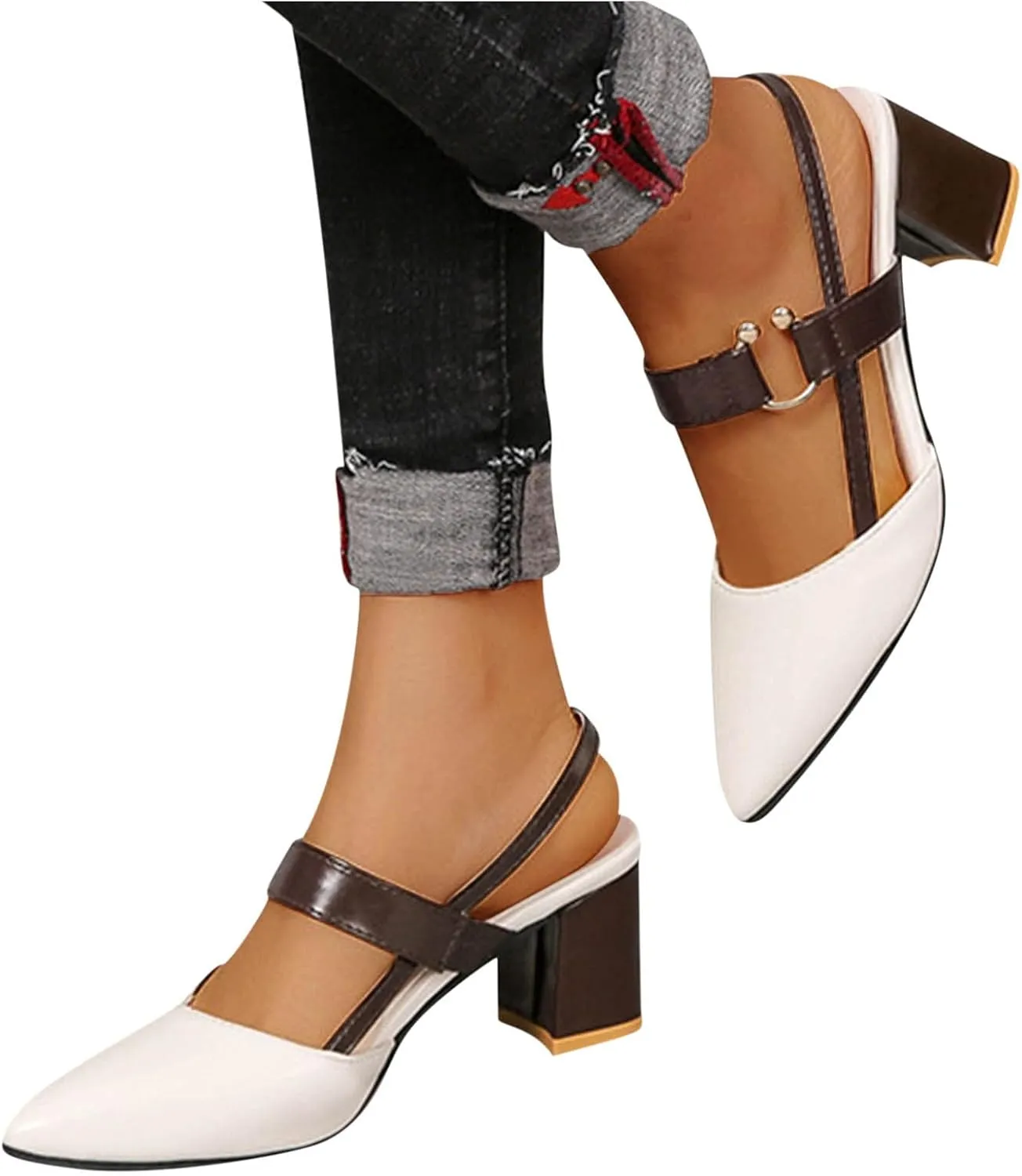 Women's 2025 Leather Cusp Sandal Closed Toe Slingback High Heel Colorblock Elegant Summer Shoe Business Sandals