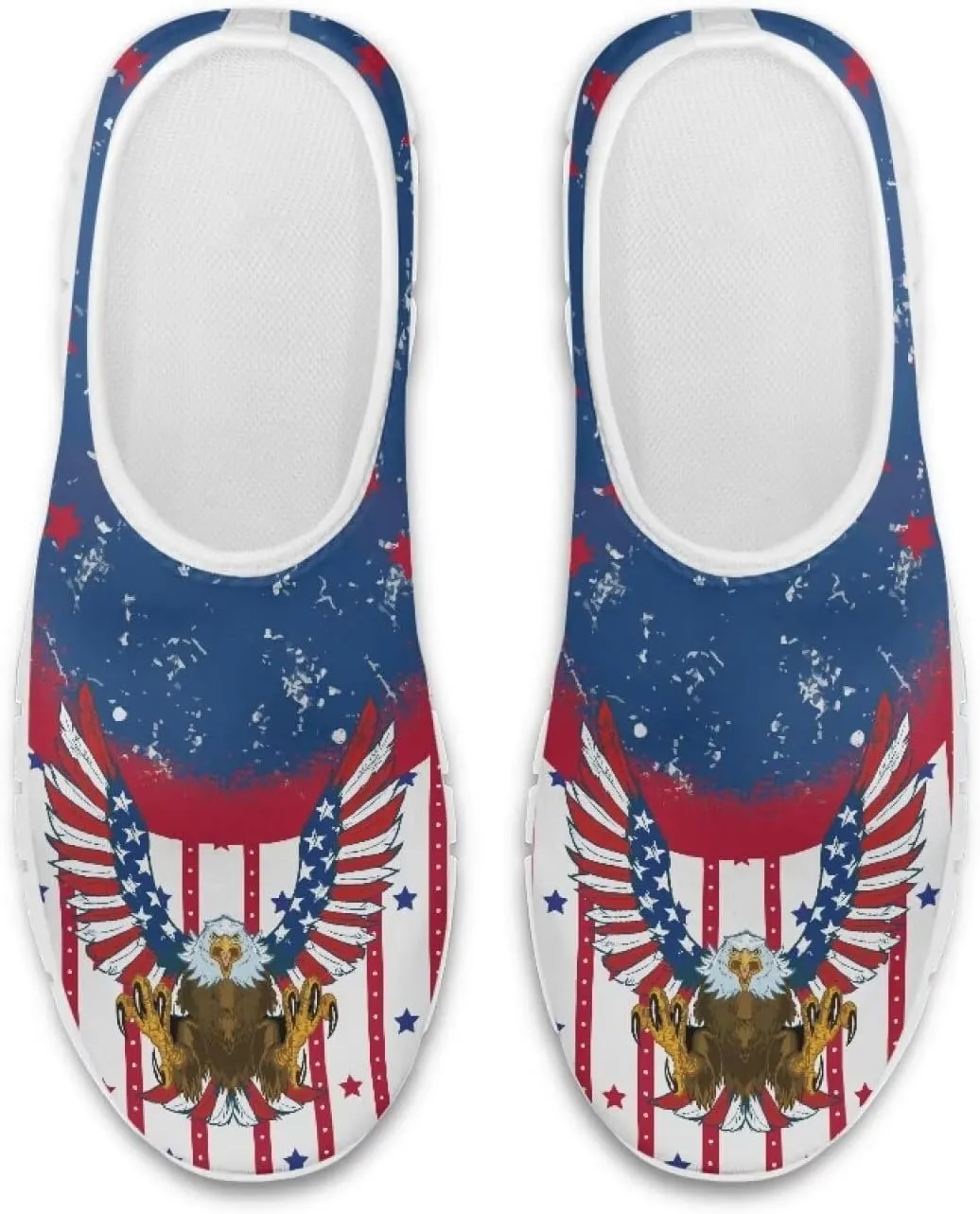 Women's American Flag Sneaker Slip On Low Top Soft Casual Breathable Mesh Outdoor Lightweight Flat Walking Sneaker