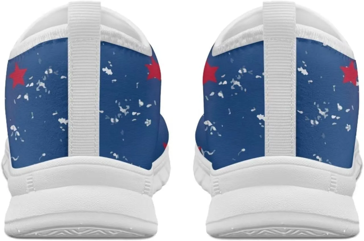 Women's American Flag Sneaker Slip On Low Top Soft Casual Breathable Mesh Outdoor Lightweight Flat Walking Sneaker