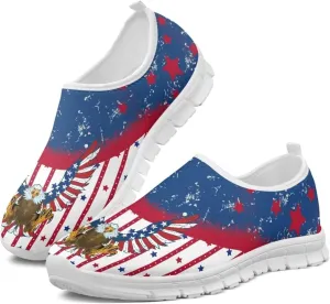 Women's American Flag Sneaker Slip On Low Top Soft Casual Breathable Mesh Outdoor Lightweight Flat Walking Sneaker