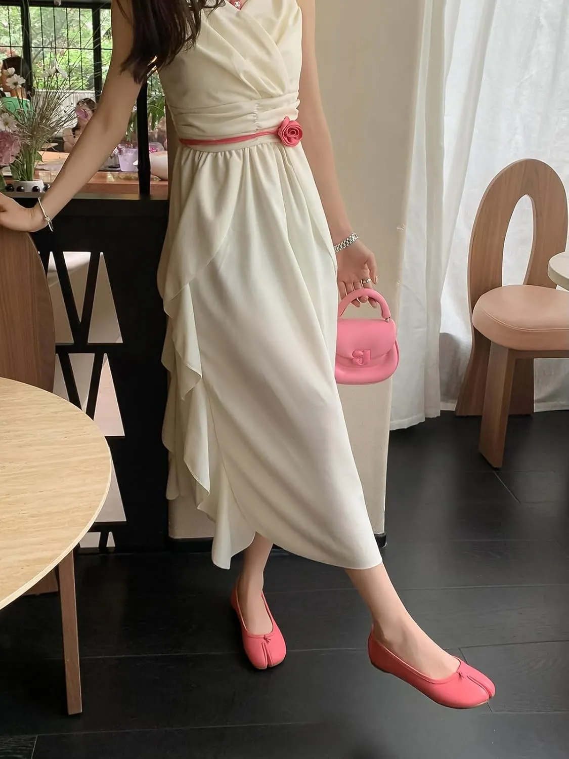 Women's Casual Round Toe Flats, Comfortable Slip-On Shoes with Soft Sheepskin Leather and TPR Non-Slip Sole, Low 1cm Heel, Stylish Cow Hoof Design