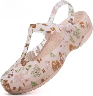 Women's Classic Garden Clogs,Thick-Soled Non-Slip Baotou Casual Slip-On Water Sandals,Lndoor and Outdoor Beach Slippers. (Gold,8)