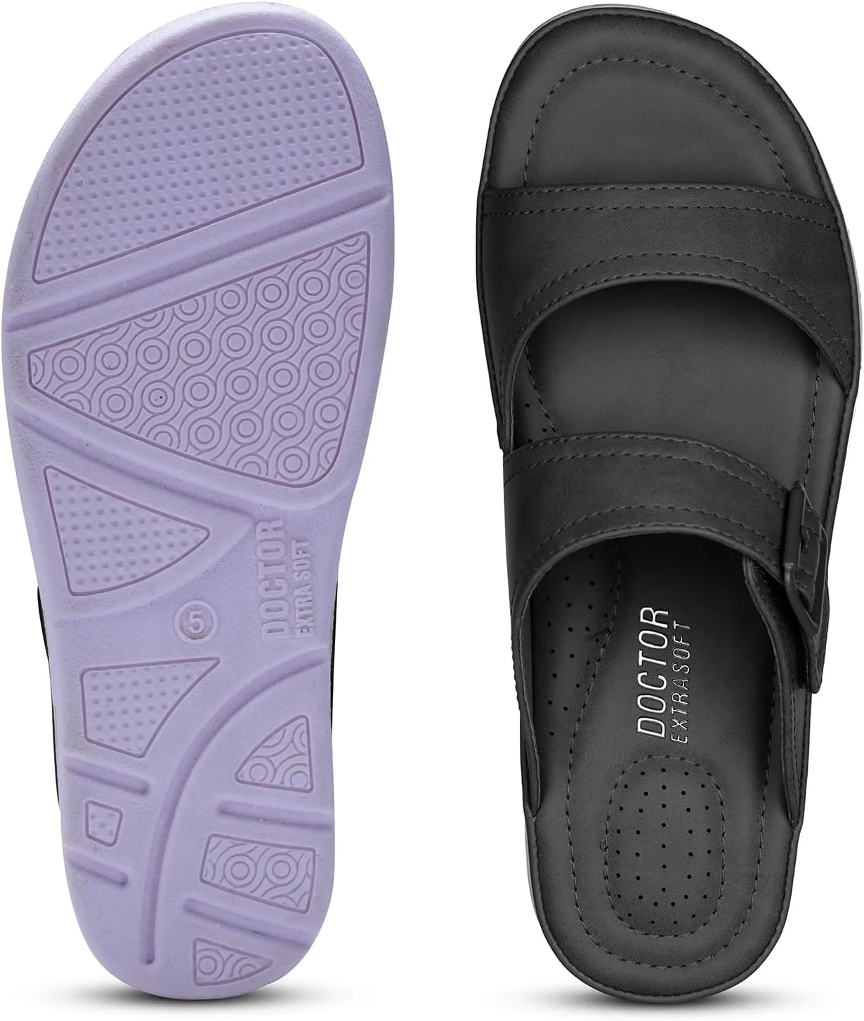 Womens Flat Memory Foam Slippers/Flip-Flops Fashion Stylish Casual Comfortable Diabetic Orthopedic Lightweight Synthetic Slip-on Sandals with Adjustable Buckle for Girls/Ladies D-631