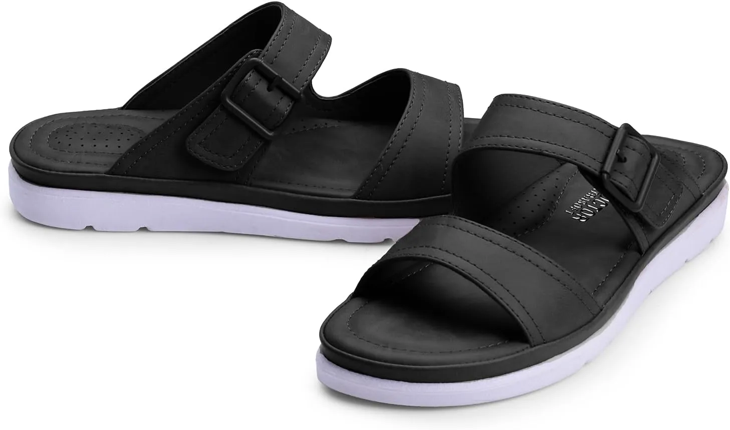 Womens Flat Memory Foam Slippers/Flip-Flops Fashion Stylish Casual Comfortable Diabetic Orthopedic Lightweight Synthetic Slip-on Sandals with Adjustable Buckle for Girls/Ladies D-631