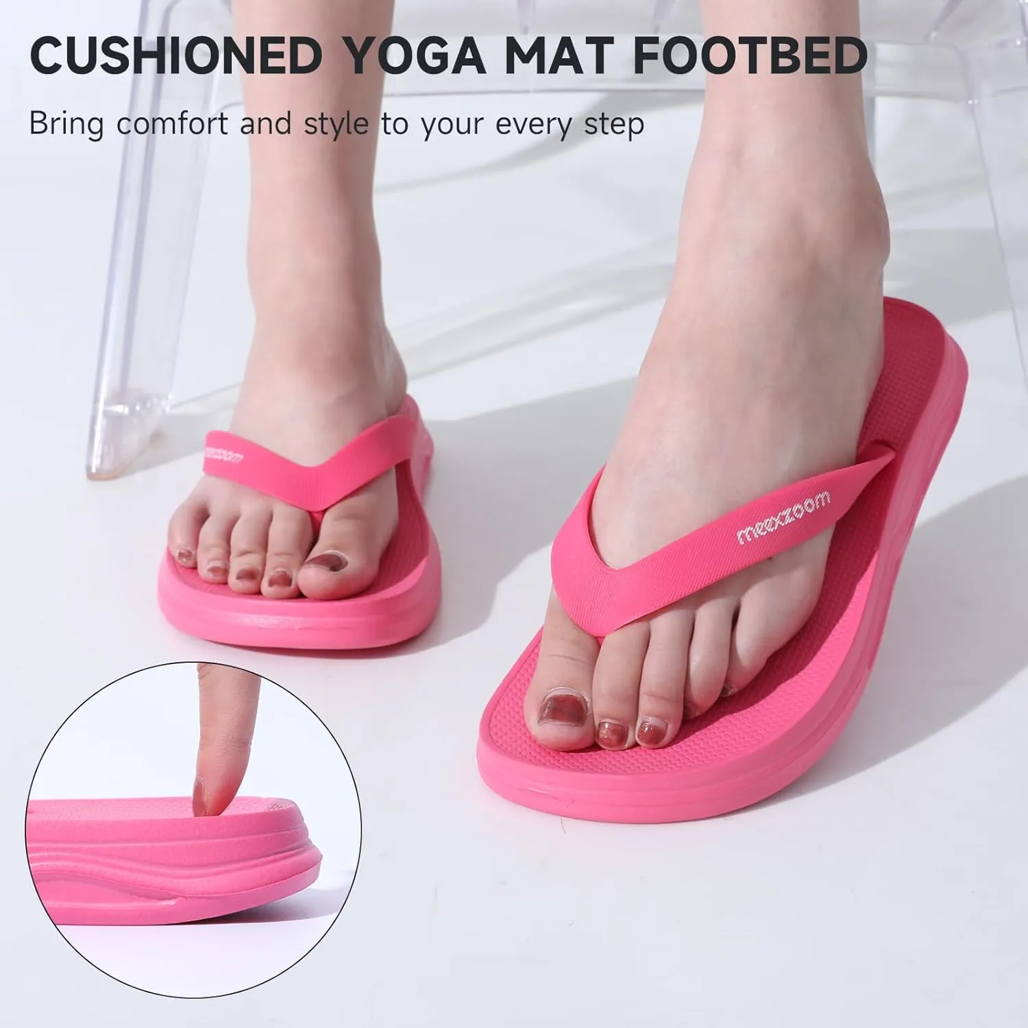 Womens Flip Flops Comfortable Cushion Slip On Beach Thong Sandals for Women Non-Slip