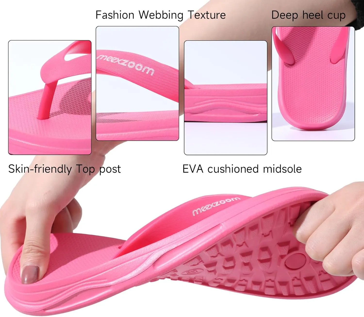 Womens Flip Flops Comfortable Cushion Slip On Beach Thong Sandals for Women Non-Slip