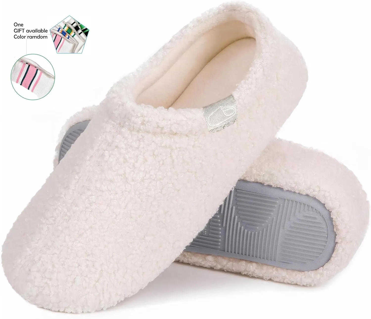Women's Fuzzy Curly Fur Memory Foam Loafer Slippers with Polar Fleece Lining