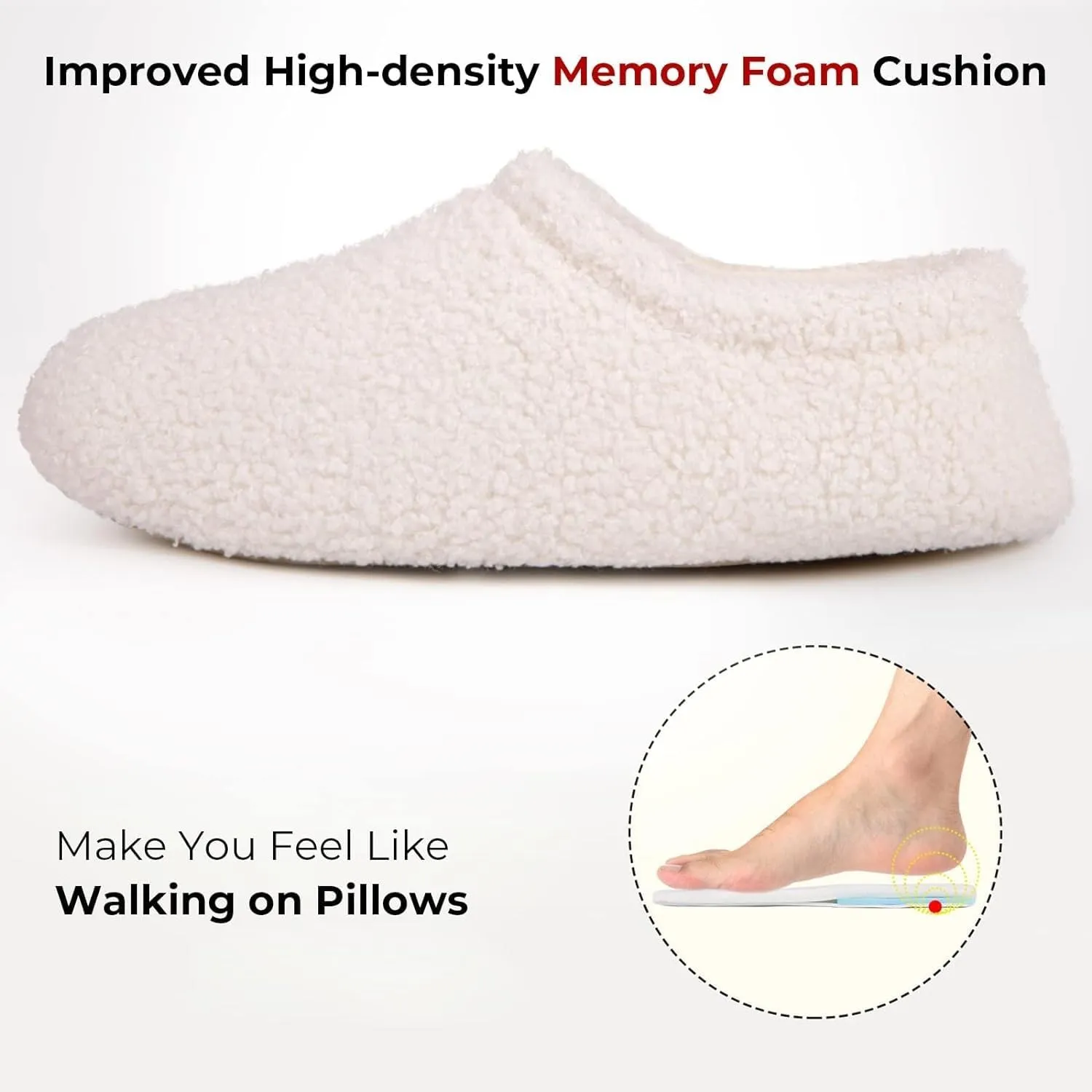Women's Fuzzy Curly Fur Memory Foam Loafer Slippers with Polar Fleece Lining
