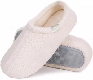 Women's Fuzzy Curly Fur Memory Foam Loafer Slippers with Polar Fleece Lining