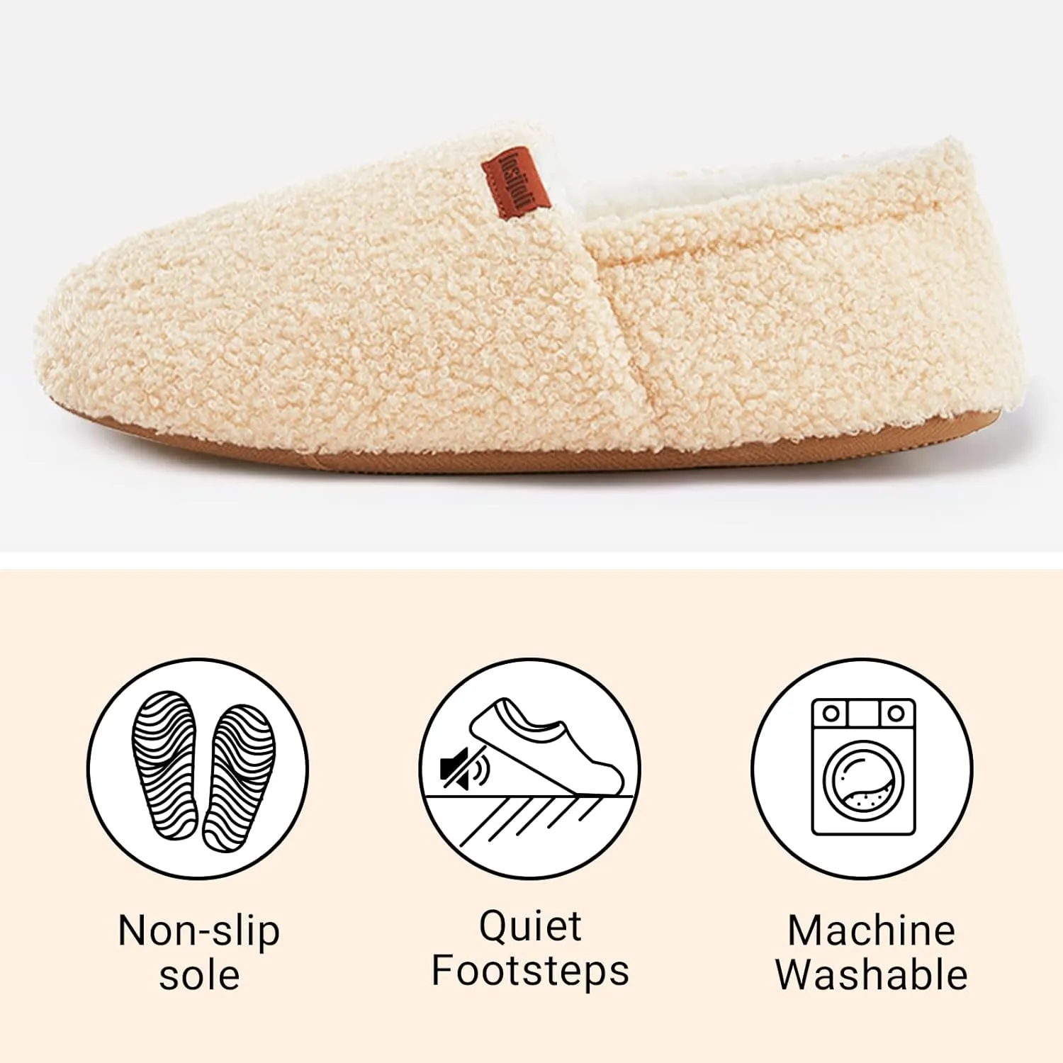 Women's Fuzzy Curly Fur Memory Foam Slippers, Closed Back House Slippers Indoor and Outdoor