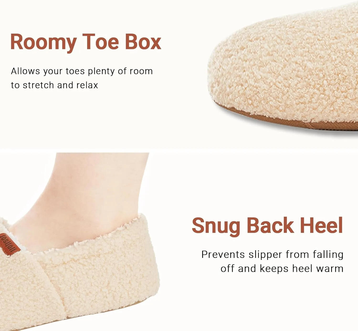 Women's Fuzzy Curly Fur Memory Foam Slippers, Closed Back House Slippers Indoor and Outdoor