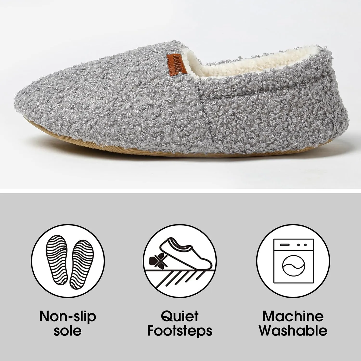 Women's Fuzzy Curly Fur Memory Foam Slippers, Closed Back House Slippers Indoor and Outdoor