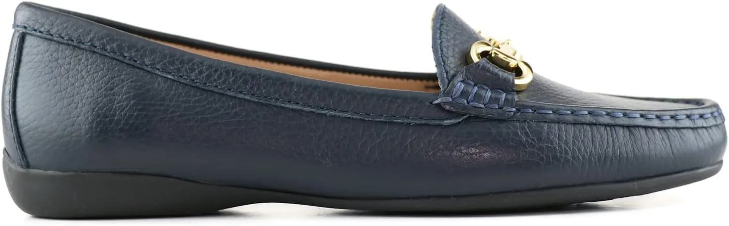 Women's Genuine Leather Slip on Buckle Loafer