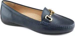 Women's Genuine Leather Slip on Buckle Loafer