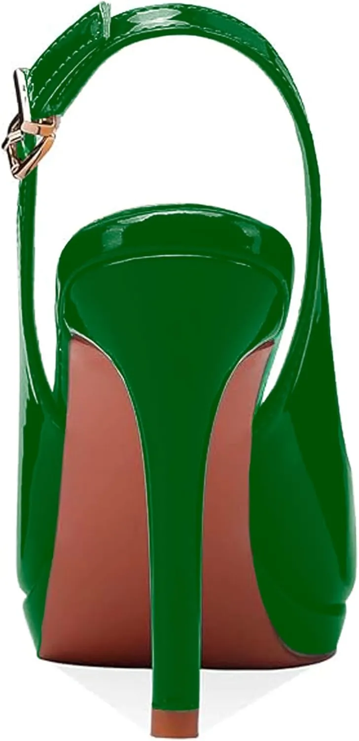 Women's High Heels Platform Peep Toe Pumps Stiletto Heel Slingback Party Dress Office Fashion Shoes Patent Leather Sandal Pumps