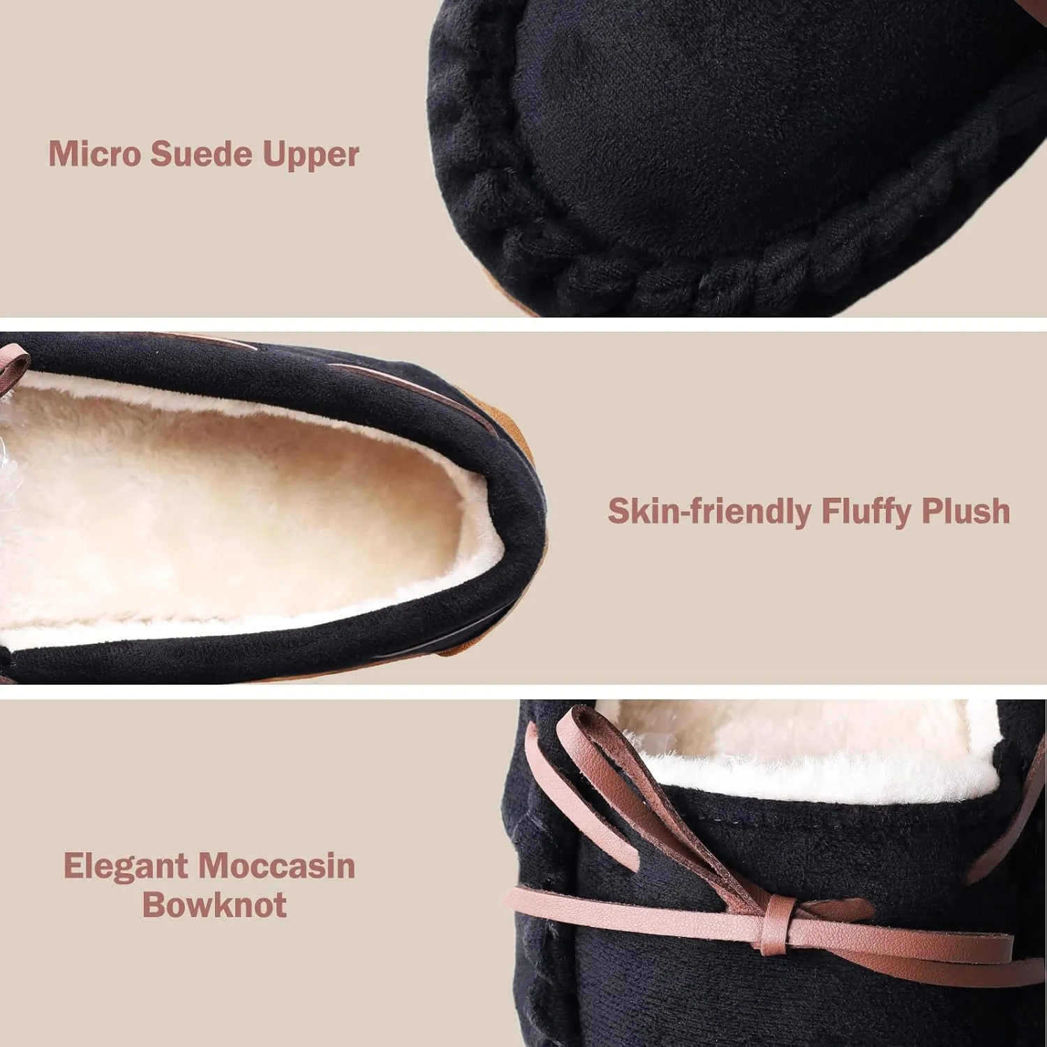 Women's House Slippers Moccasins Slippers Indoor Outdoor Cozy Faux Fur Micro Suede Slip on Loafer House Shoes