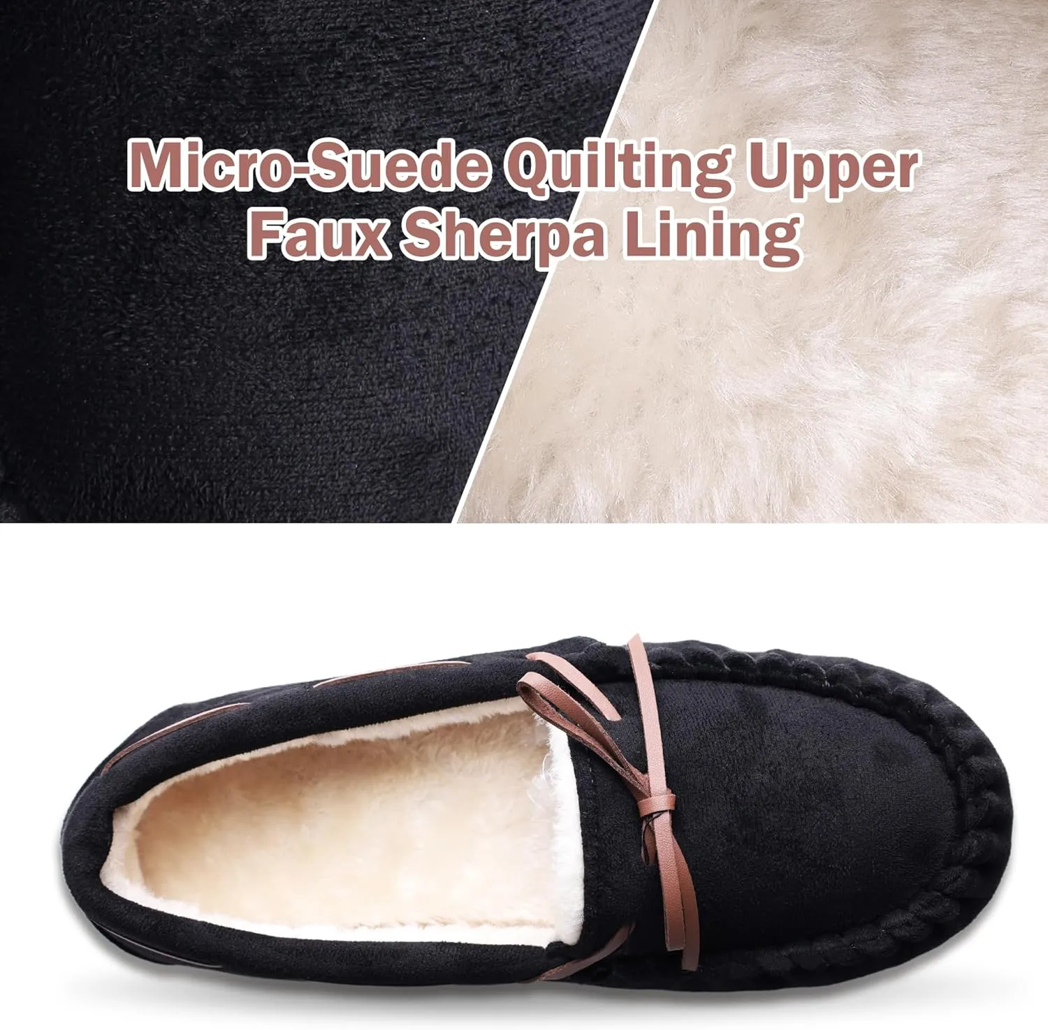 Women's House Slippers Moccasins Slippers Indoor Outdoor Cozy Faux Fur Micro Suede Slip on Loafer House Shoes