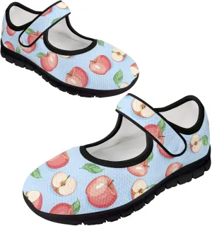 Womens Mary Jane Shoes Fruits Print Lightweight Breathable Anti Slip Casual Sneaker with Magic Sticker