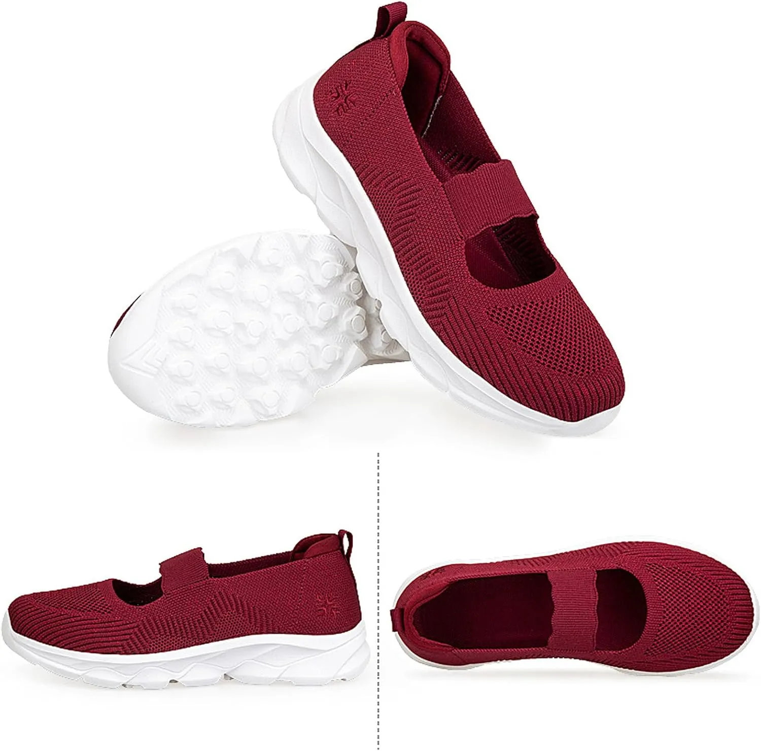 Women's Mesh Slip On Walking Shoes Flat Loafers with Elastic Band Soft Sole Comfortable Working Nurse Shoes Elderly Casual Memory Foam Sneakers Breathable Flat Mother Shoes