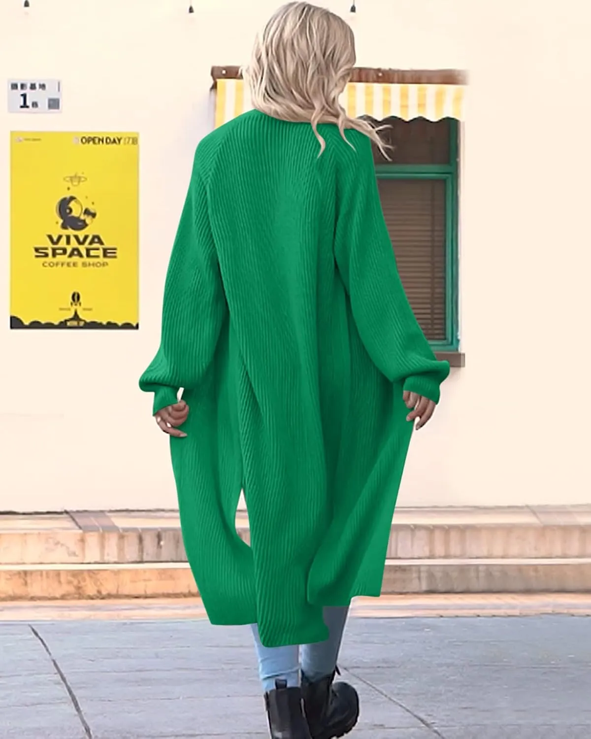 Women's Oversized Long Cardigan Sweaters Long Sleeve Split Open Front Drape Knit Duster Coat