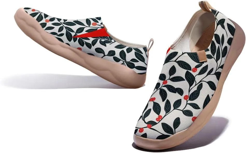 Women's Slip-On Shoes Comfortable Breathable Knit Casual Footwear Painted Travel Loafers Flowers Stylish