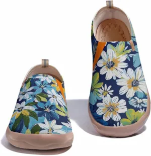Women's Slip-On Shoes Comfortable Breathable Knit Casual Footwear Painted Travel Loafers Flowers Stylish