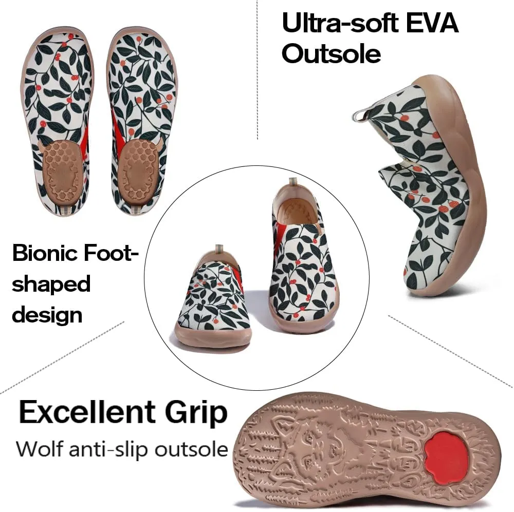 Women's Slip-On Shoes Comfortable Breathable Knit Casual Footwear Painted Travel Loafers Flowers Stylish