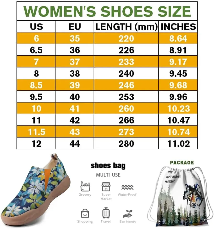 Women's Slip-On Shoes Comfortable Breathable Knit Casual Footwear Painted Travel Loafers Flowers Stylish