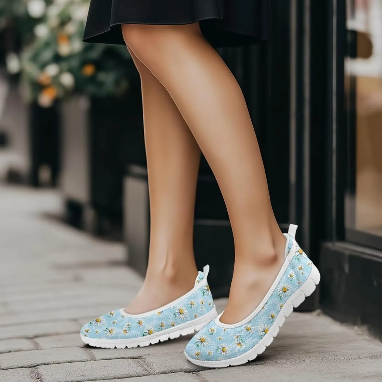 Womens Slip on Walking Shoes Stylish Floral Casual Loafers Lightweight Comfortable Ladies Soft Travel Footwear SizeUS 6-11