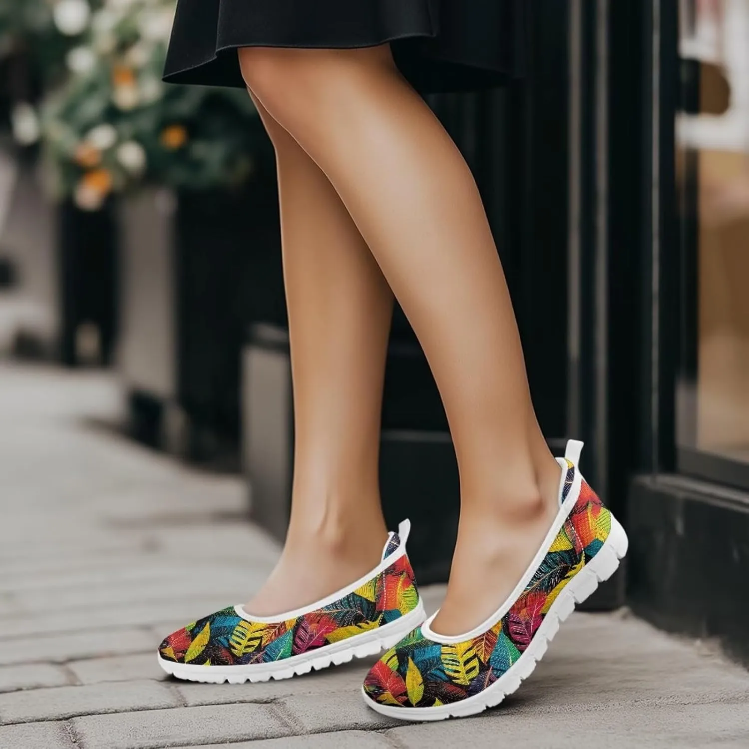 Womens Slip on Walking Shoes Stylish Floral Casual Loafers Lightweight Comfortable Ladies Soft Travel Footwear SizeUS 6-11