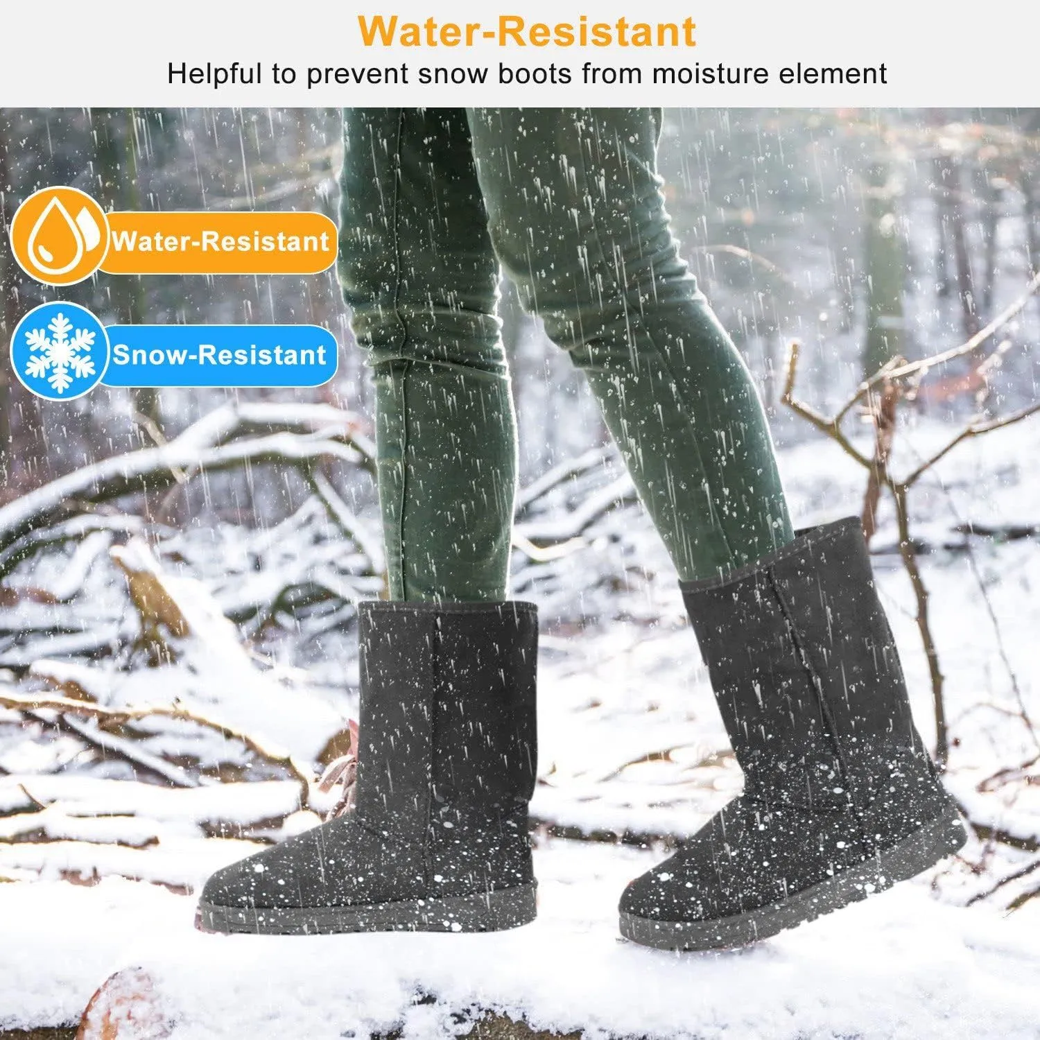 Women's Snow Boots Mid-Calf Fur Lined Warm Classic Winter Shoes for Women Outdoor Anti-slip