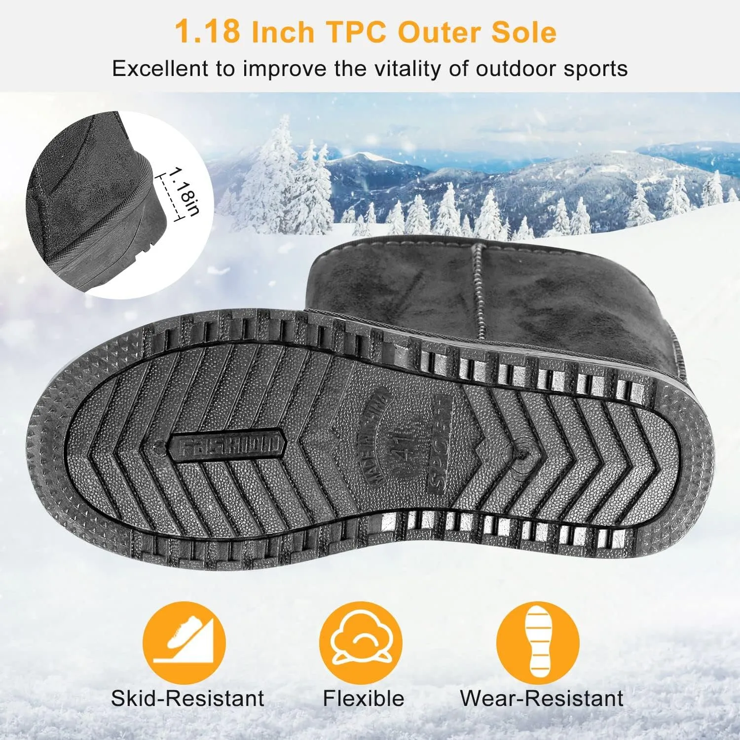 Women's Snow Boots Mid-Calf Fur Lined Warm Classic Winter Shoes for Women Outdoor Anti-slip
