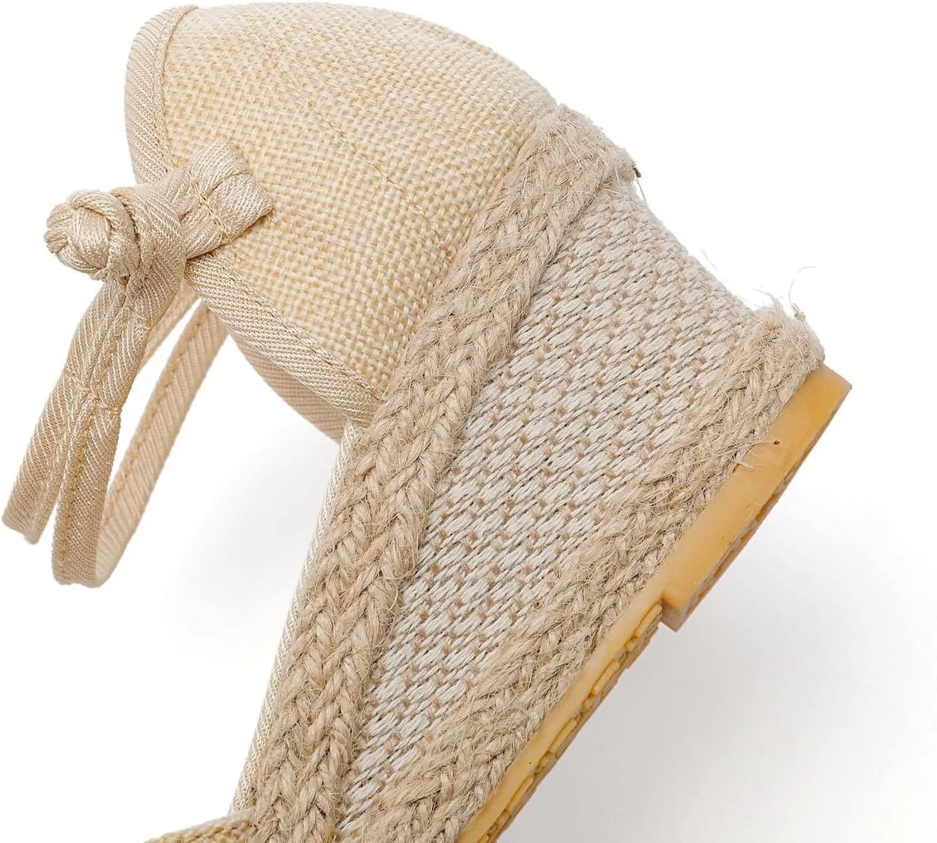 Women's Solid Textured Wedge Sandals Chinese Style Buckle Braided Shoe Closed Toe Summer High Heels Elegant Sandal