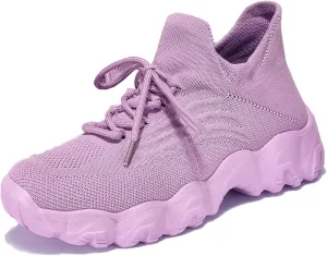 Women's Walking Shoes Slip-On Running Shoes- MD Sole Lightweight Sneakers for Women, Breathable Arch Support Running Gym Shoes