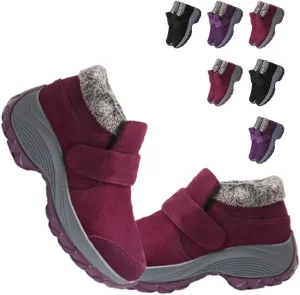 Women'S Winter Warm Fur Lining Orthopedic Hiking Booties,Comfortable Non-Slip Slip-On Snow Boots,Stylish Non-Slip Platform Work Sneakers