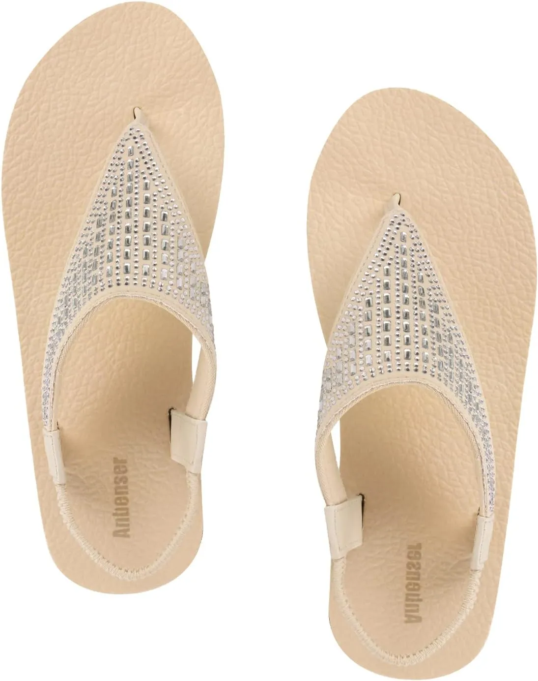 Women's Yoga Mat Flat Sling Sandals Slingback Rhinestone Flip Flops Sandal