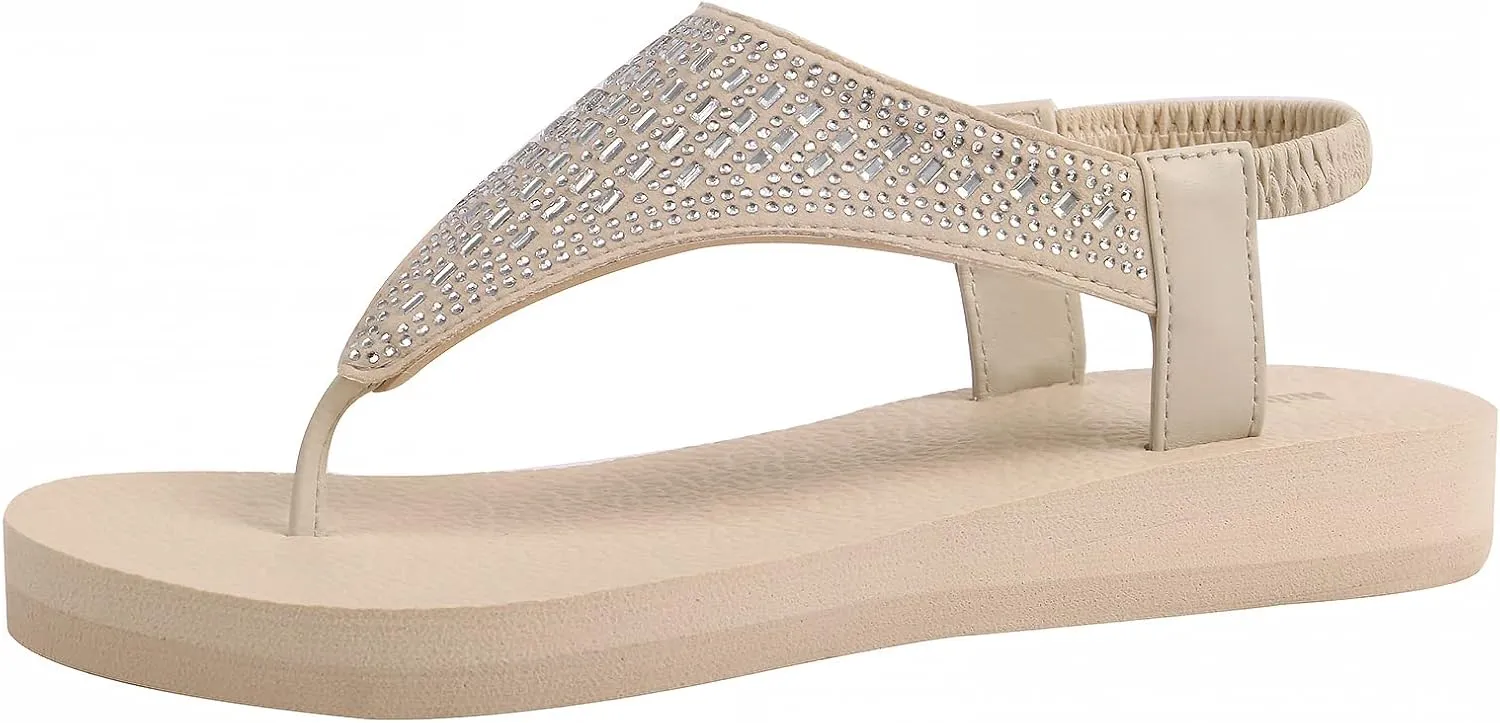 Women's Yoga Mat Flat Sling Sandals Slingback Rhinestone Flip Flops Sandal