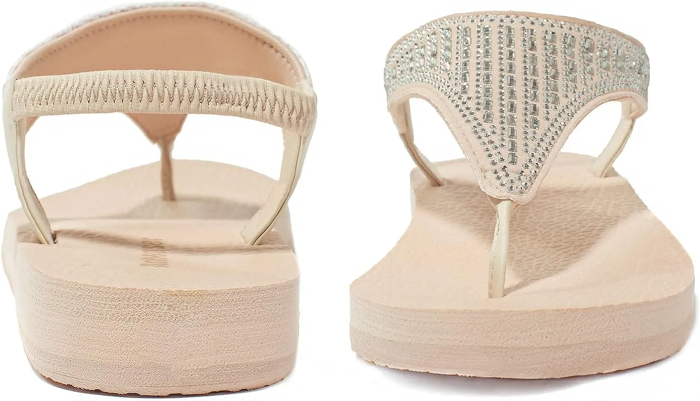 Women's Yoga Mat Flat Sling Sandals Slingback Rhinestone Flip Flops Sandal