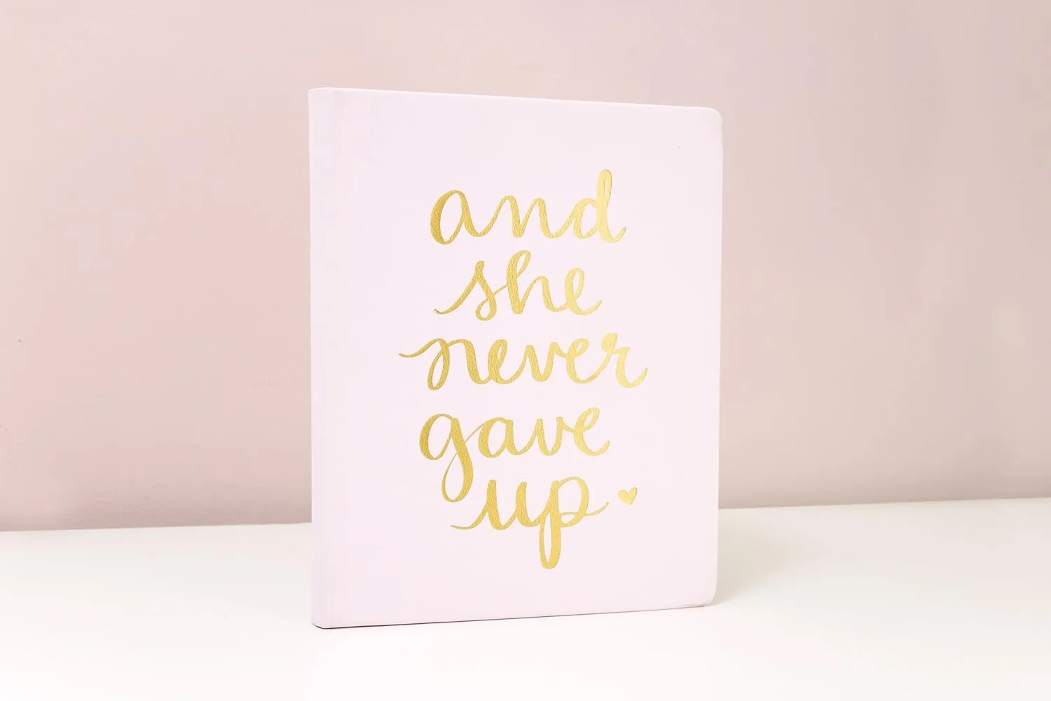 WORLD TRAVELER Eccolo Dayna Lee Collection Light Pink She Never Gave UP 8x10 Hardcover Journal/Notebook, 256 Acid-Free Lined Pages