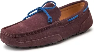 WOUND Mens Loafers Shoe Deck Shoes Cowhide Suede Vamp Stitching Details Round Toe 1-Eye Flexible Anti-Slip Lightweight Driving Slip On (Color : Brown, Size : 7)