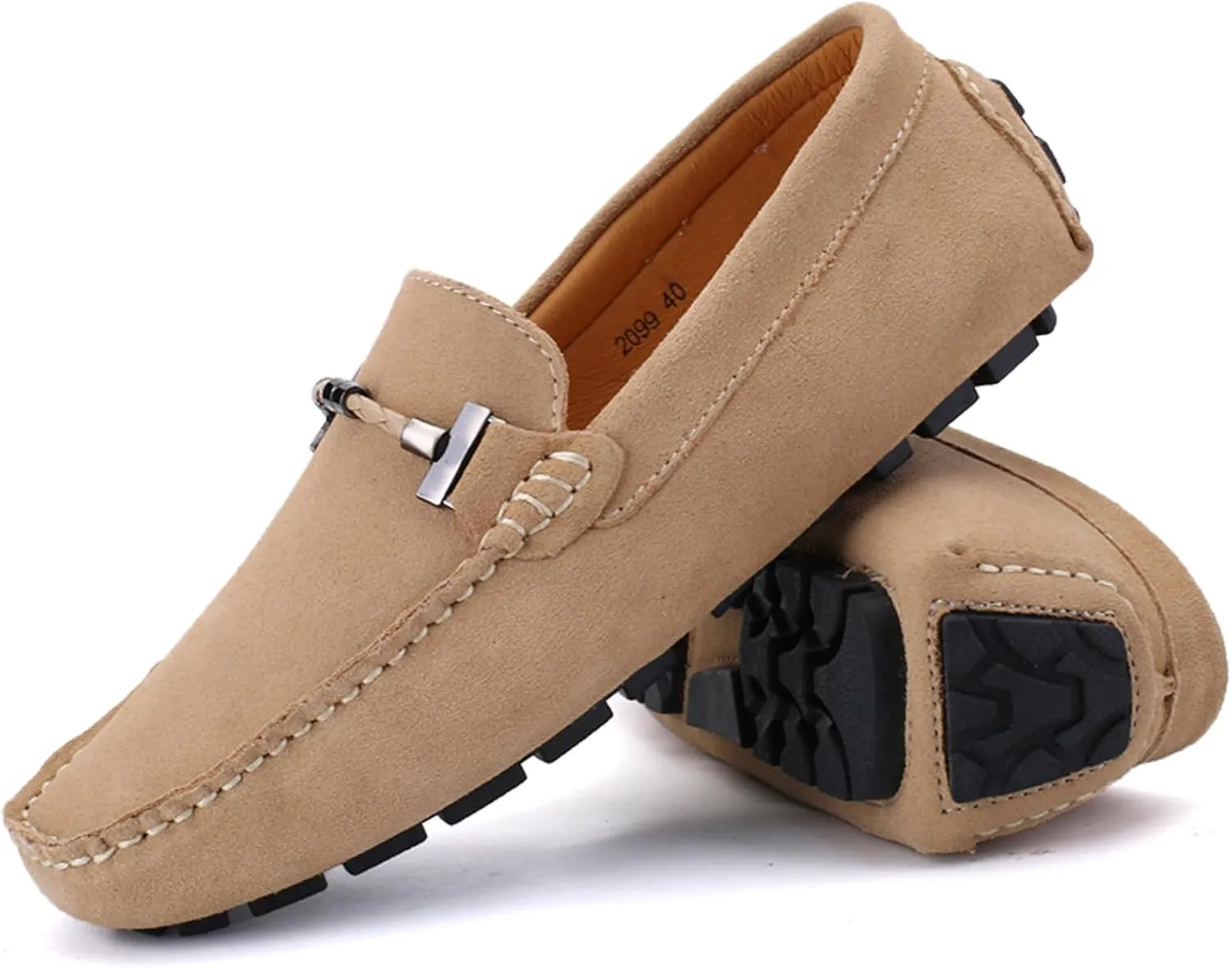 WUIWUIYU Men's Penny Loafers Moccasin Driving Shoes Slip On Flats Boat Shoes