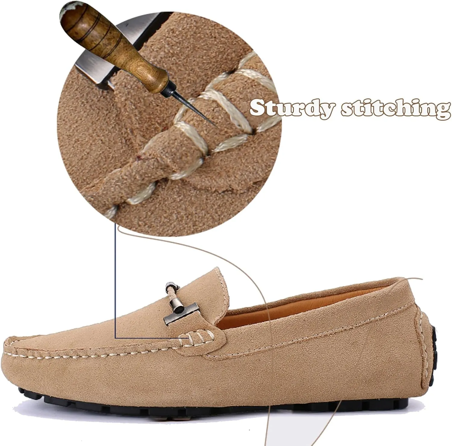 WUIWUIYU Men's Penny Loafers Moccasin Driving Shoes Slip On Flats Boat Shoes